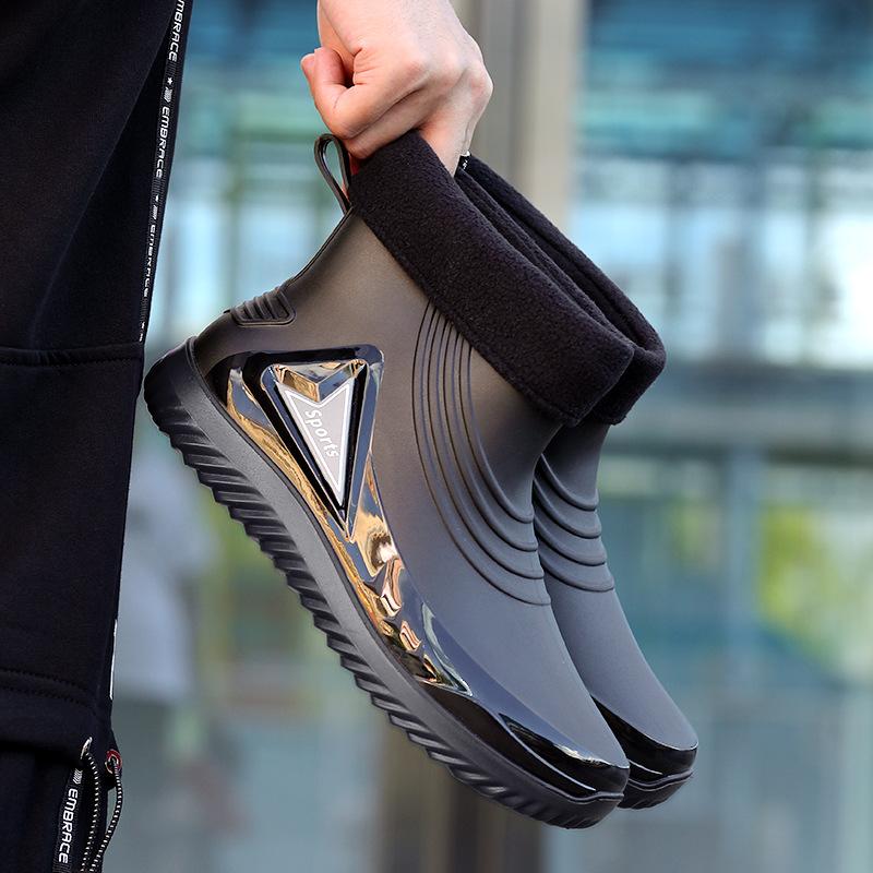 Men's Rain Shoes Short Rain Boots Men's Outdoor Fishing Wading Boots Non-slip and Wear-resistant Water Shoes Low Tube Versatile Fashion Rubber Shoes