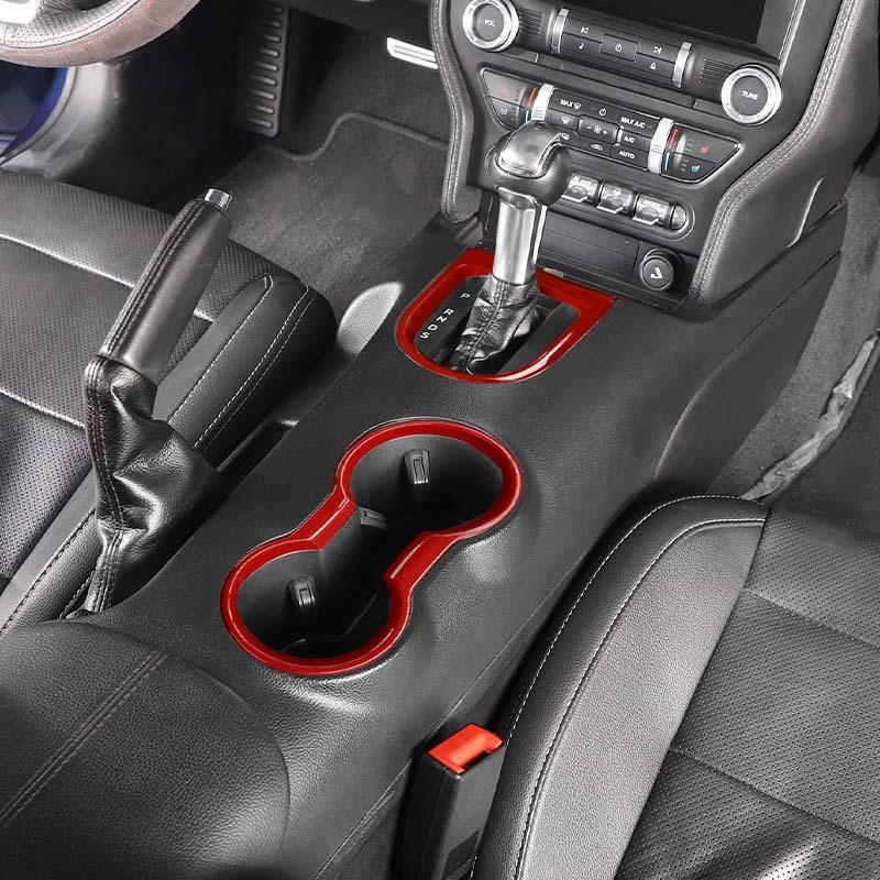 Car Car Front Cup Holder Gear Shift Decorative Ring Cover  For Ford Mustang 2015-2023 Car Interior Acessories