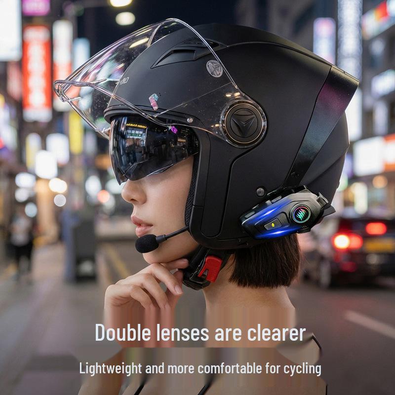 Cooles Bluetooth-Halbhelm-Fahrradhelm: Leicht, Doppelvisier, Lange Akkulaufzeit, 3C-zertifiziert, Komfortpassform, Überragende Klangqualität