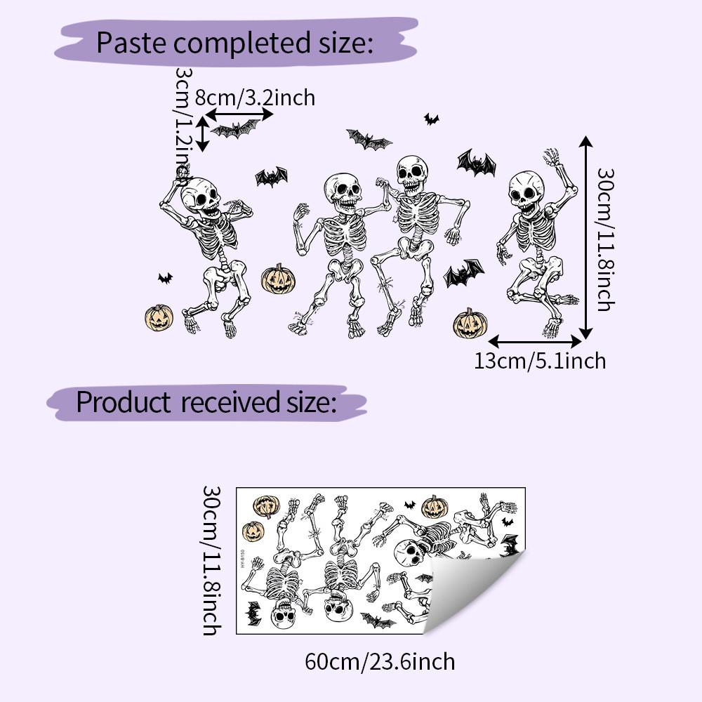 Uv Halloween Static Glueless Pvc Bat Skeleton Home Decoration Stickers Wall