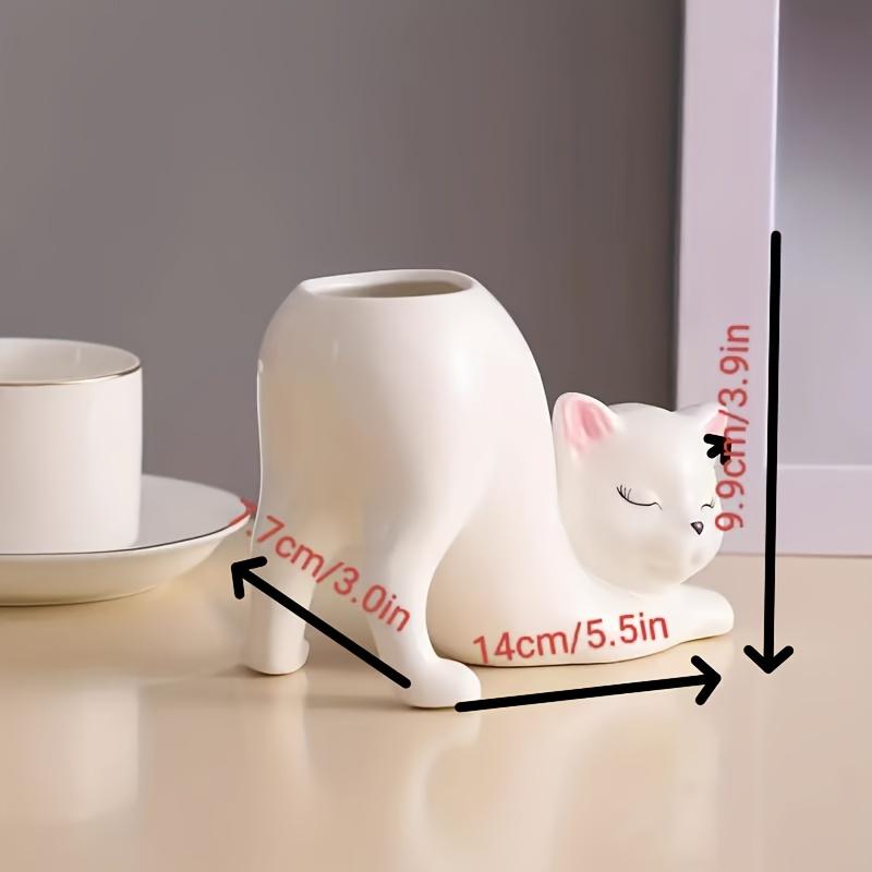 1buc drăguț vază din rășină în formă de pisică, figurină decorativă în stil clasic, suport de flori 13,97x8,38x23,62cm, pentru decorarea casei, decorarea casei living