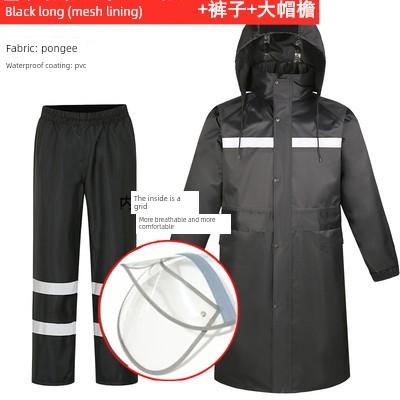 Rainproof Long Reflective Raincoat Adult Breathable Sanitation Property Security Duty Labor Protection Trench Coat Full Body Raincoat