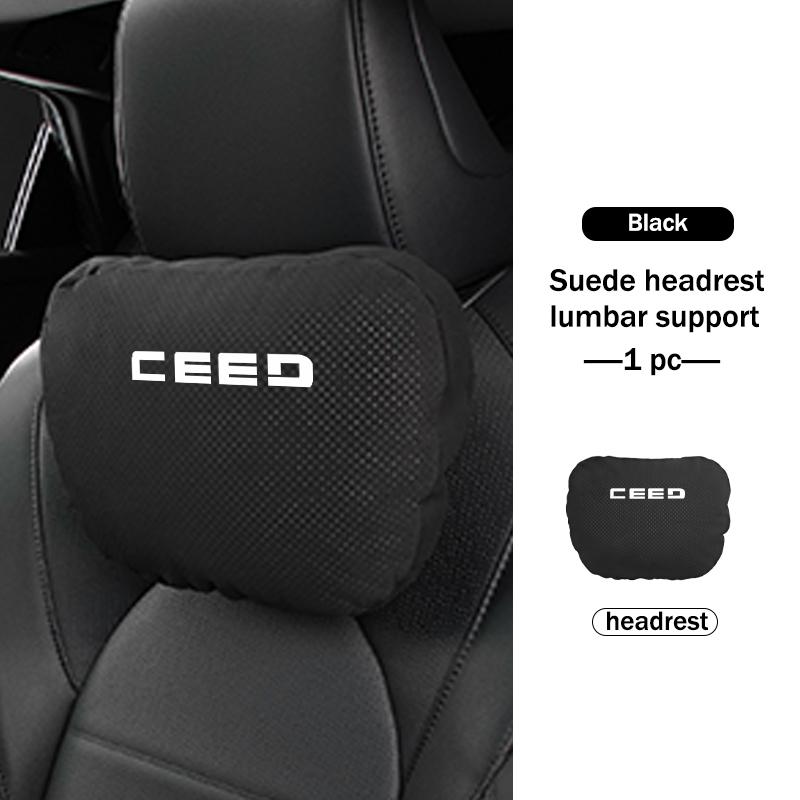 AGX1 Car Logo Suede Seat Headrest Neck Pillow Soft Comfort Cushion Lumbar Support For KIA Cerato Proceed Venga Stonic Picanto Sorento