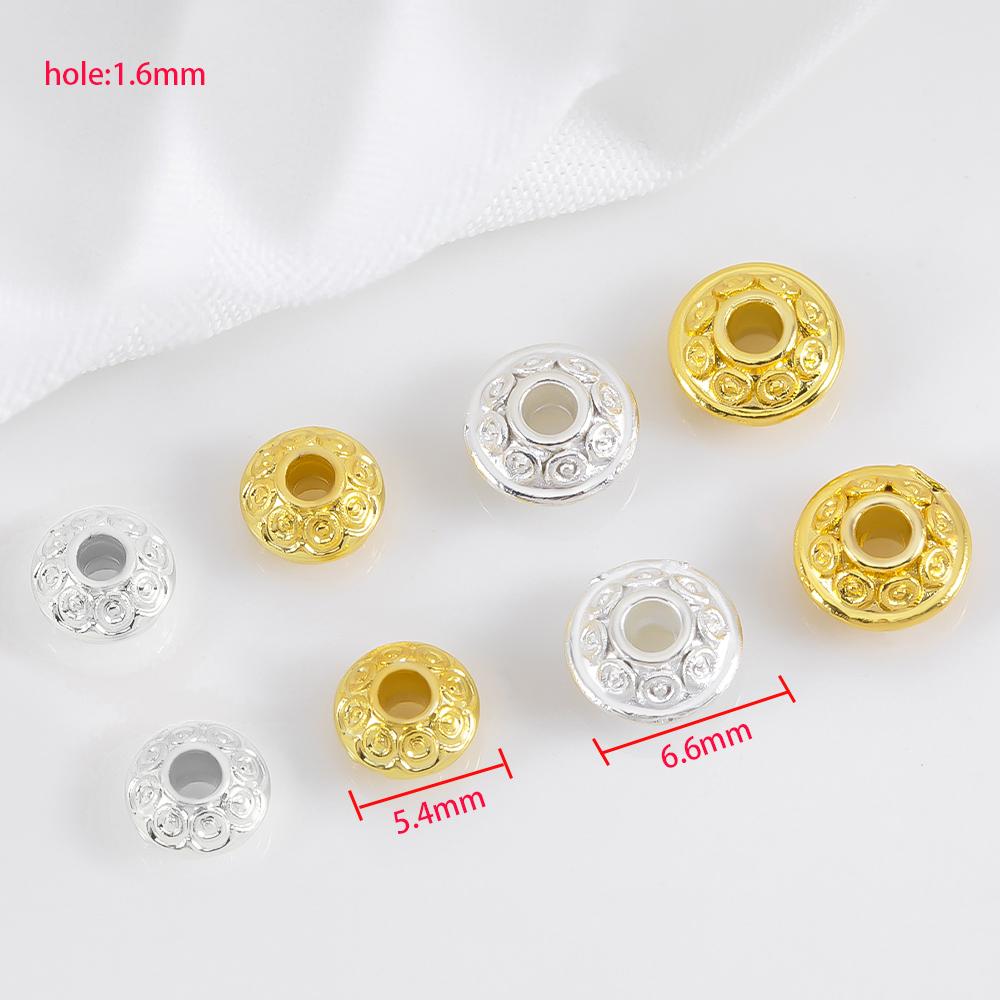 10pcs/lot Textured Saucer Shaped Copper Spacer Beads Lantern Beads Bracelet Necklace Separator DIY Beading Jewelry Accessories