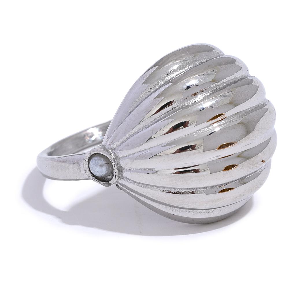 

Yhpup Statement Stainless Steel Shell Vintage Fashion Ring Gold Silver Color Metal Waterproof Charm Jewelry Bijoux Femme Office 6