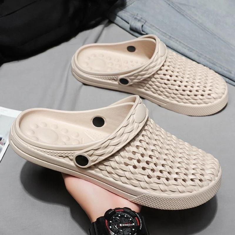 

Модная мужская обувь на плоской подошве, шлепанцы с отверстиями из ЭВА, 2025, модная дешевая обувь, ликвидация, низкая цена, удобная летняя распродажа, Y2k мужские тапочки 39