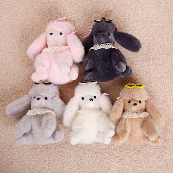 Cute Glasses Poodle Keychain, Fluffy Dog Plush Toy for Bag, Small Stuffed Animal Keyring for Backpack Purse Car Keys Accessories