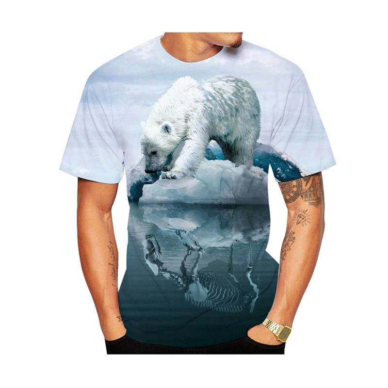 Cute Polar Bear Graphic T Shirts For Men Fashion Summer Short Sleeve 3D Animal Printed Kids T-shirts Casual Streetwear Tees Tops