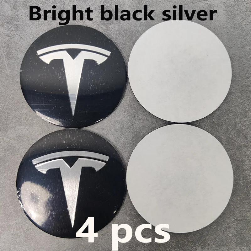 Tesla Model 3/Y/S/X 4Pcs 56mm Hub Cap Logo Stickers - Waterproof Durable Wheel Center Decals Car Protector Accessories