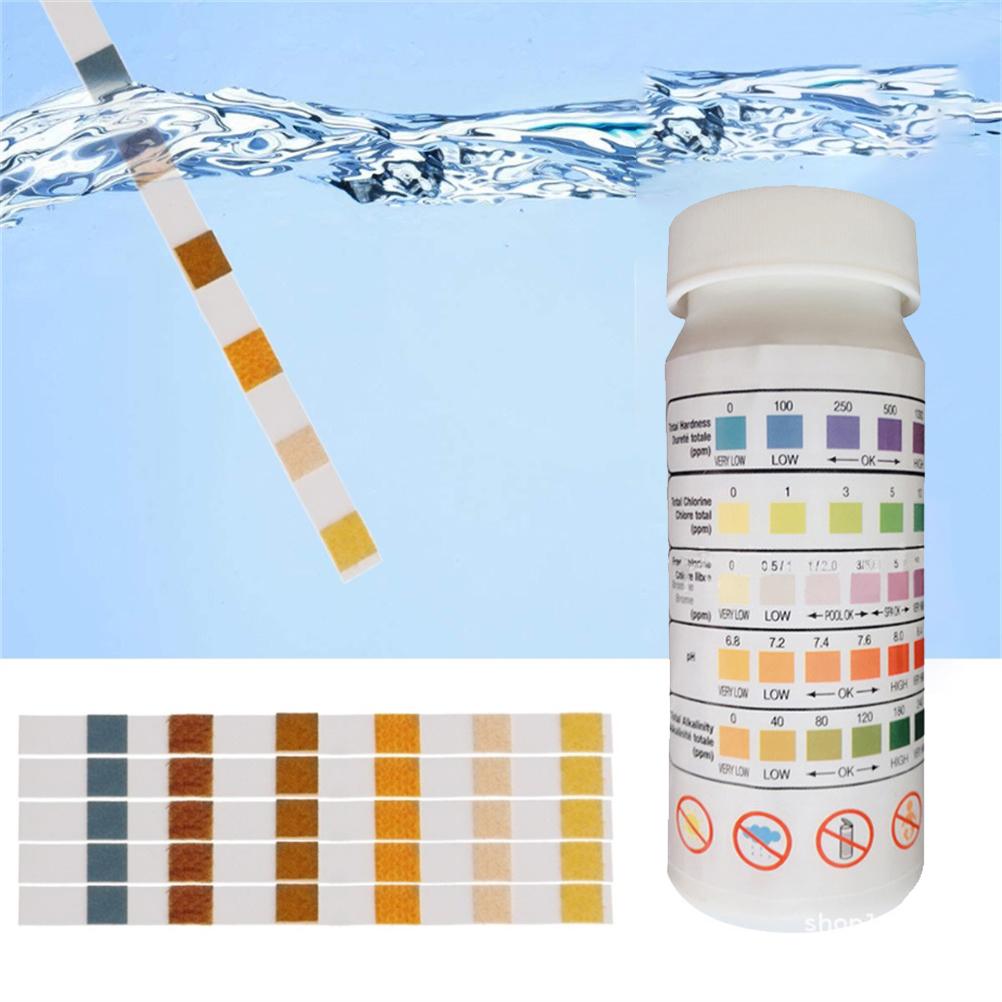 50 PCS Swimming Pool 5 In Water Quality Test Strips Multifunctional Swimming Pool Testing Strip Kit for Residual