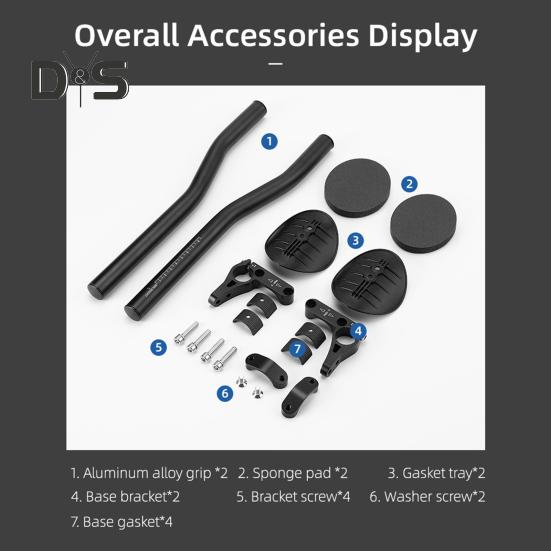 1 par de apoio de braço para bicicleta, guidão de MTB, estrada, mountain bike, barra aerodinâmica, alça de relaxamento, leve, liga de alumínio, ciclismo, apoio de braço, barra, acessórios para bicicleta