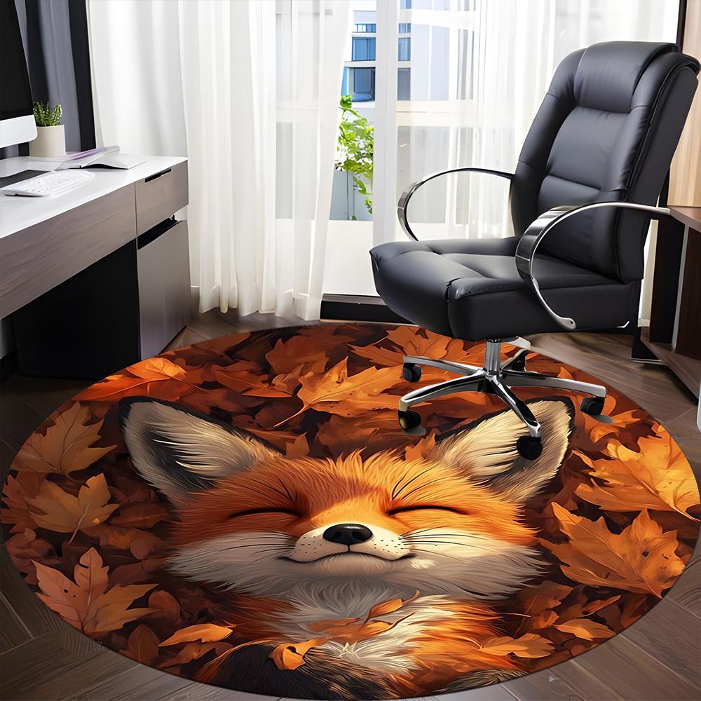 1pc Autumn Fox Chair Carpet for Office, Soft, Non-Slip Polyester Mat, Office, Living Room, Bedroom, Durable Polyester yy251207125