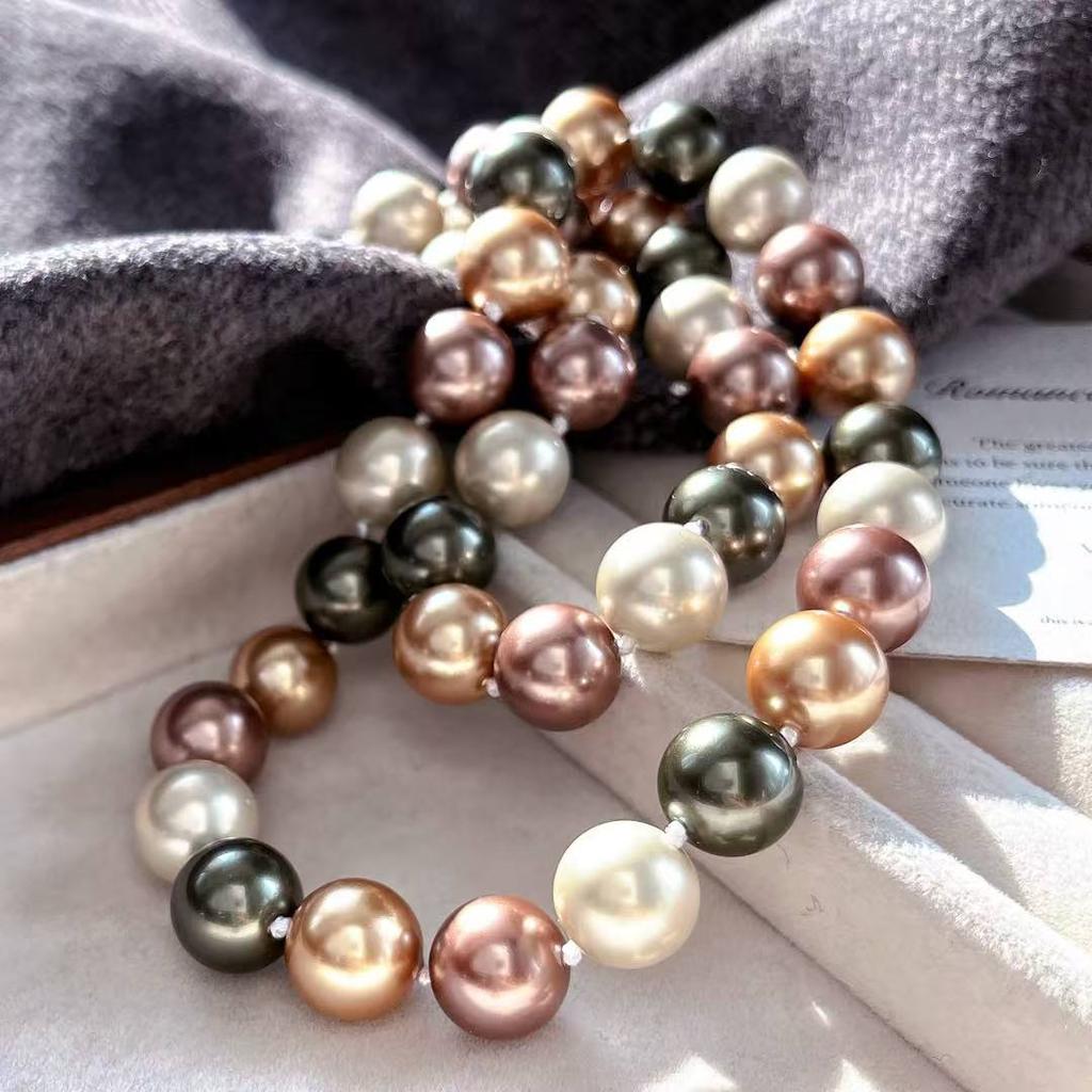 Grote Korrelige 12mm Maillard Vintage Kunstmatige Kristal Parel Ketting Sleutelbeen Ketting