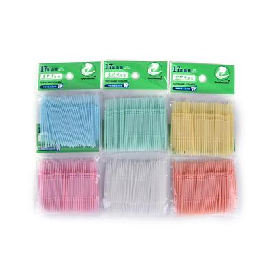 100 ks plastové zubní trsátka Orální hygiena 2cestný mezizubní kartáček Tooth Pick Sp