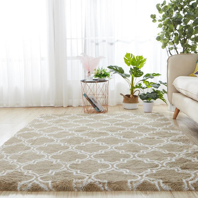 Huňatý koberec do obývacího pokoje Pohovka Barvené plyšové Koberce do ložnice Měkké pohodlí Dekor u postele Neklouzavá dětská podlaha v ložnici