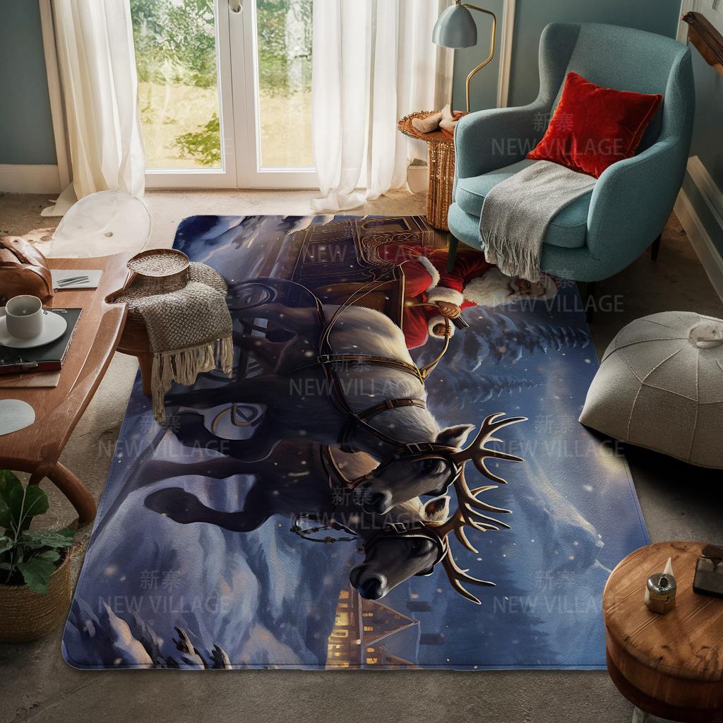 House Entrance Carpet Home Door Mat Living Room Bath Foot Bathroom Non-slip Water Absorption Rugs Bath Merry Christmas Winter