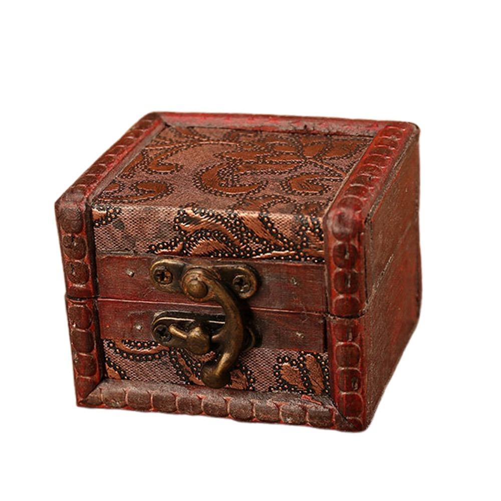 Cutie de depozitare retro din lemn, cutie maro cu comori, cutie mini vintage la modă, cadou