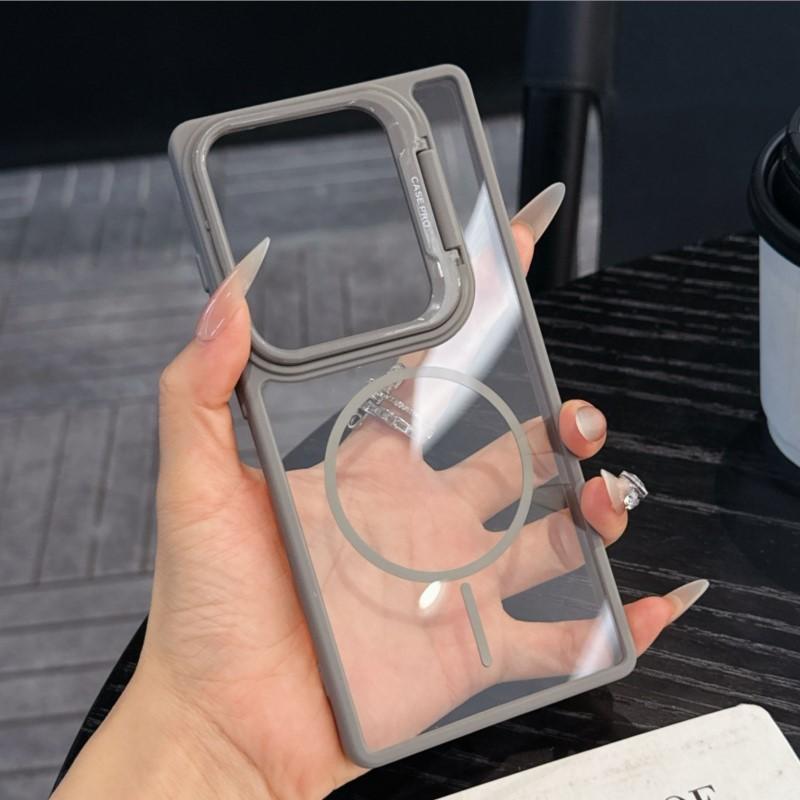 Camera Stand Clear Hard Armor Case for Samsung Galaxy S25 S24 S23 Ultra Plus For Magsafe Wireless Charging Acrylic Cover Funda