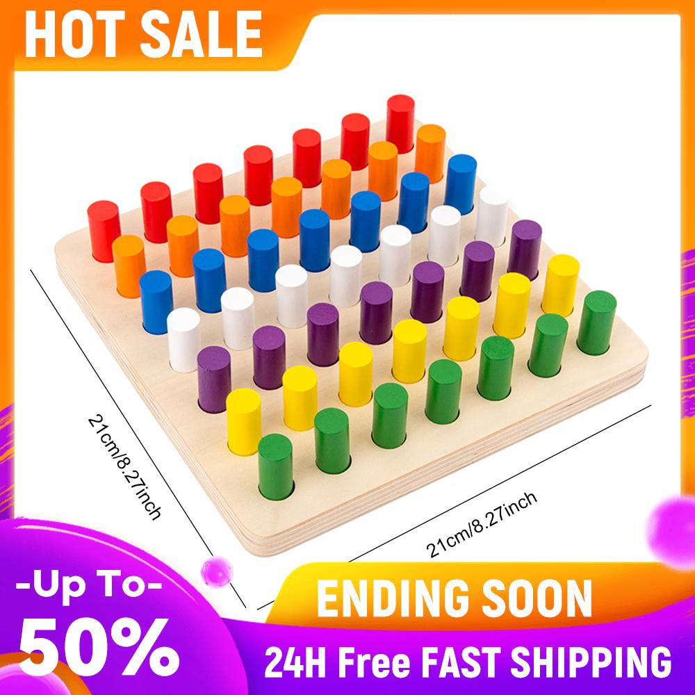

Wooden Small Sticks Color Sorting Board with Smooth Pegs Colorful Plugboard Cognitive Toys for Boys and Girls Early Learning China Mainland