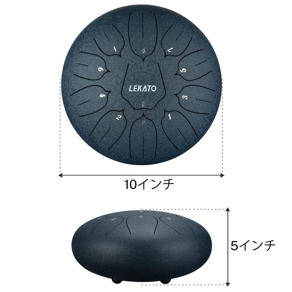 Slit Drum Steel Tongue Drum 11 Notes 10 Inch LEKATO Metal Drum Percussion Instrument with Mallet and Storage Bag for Meditation, Yoga, Zen, Navy Blue