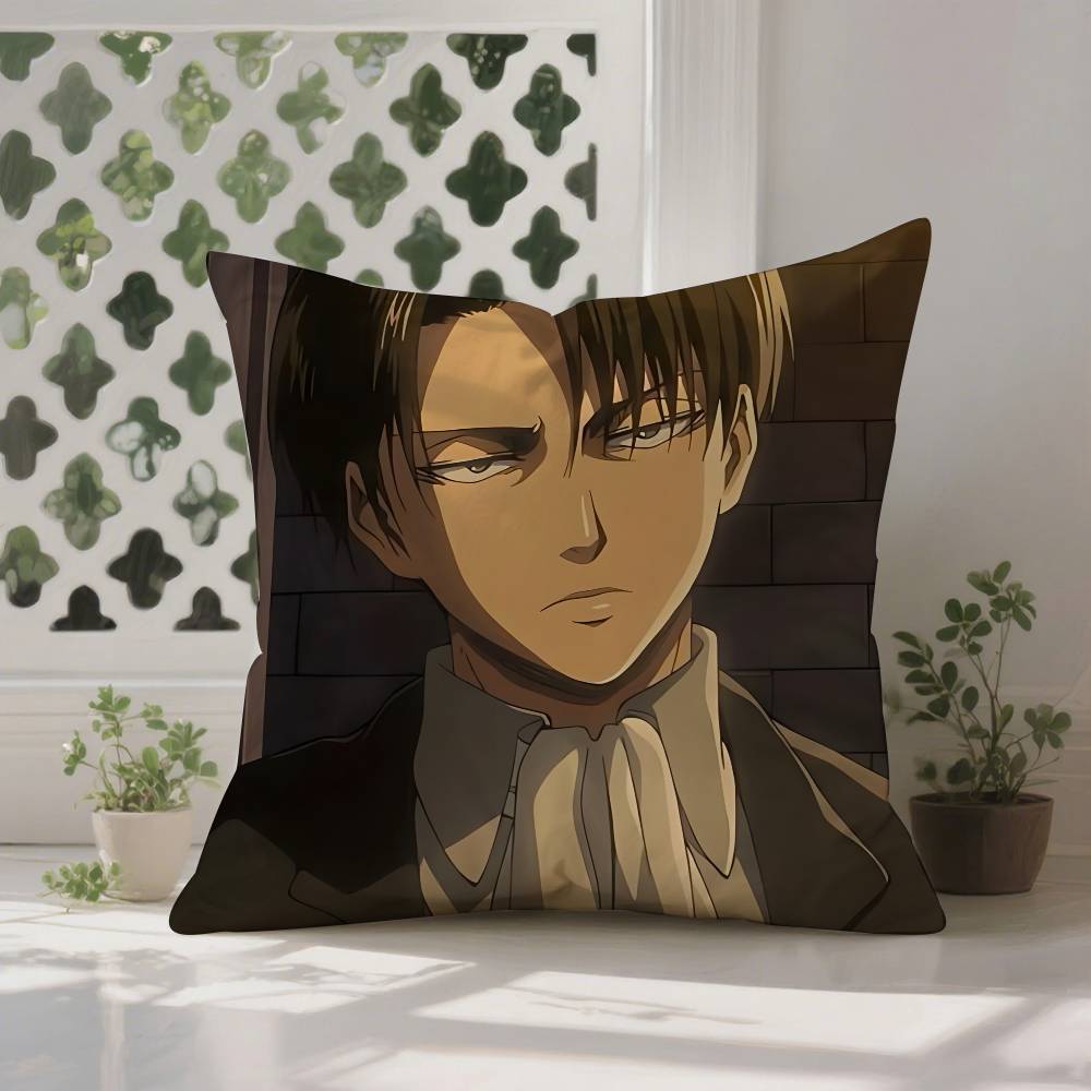 1pc Levi Ackerman Attack On Titan Pillow Case Anti-dustmite Pillowcase Invisible Zipper Silky Short Plush Sofa Cushion Cover