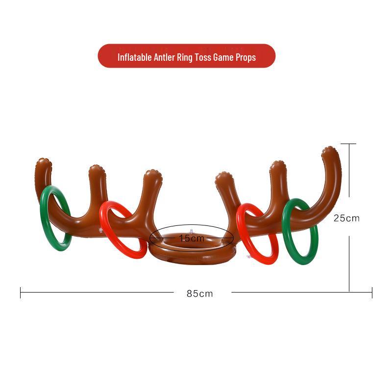 Aufblasbares Rentiergeweih Ringwurfspiel - Weihnachts-Stirnband-Spielzeug