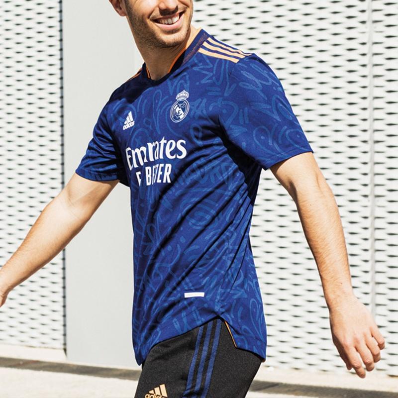 adidas Real Madrid Away Player Edition Soccer/Football Sports Short Sleeve Blue Men's GM6775