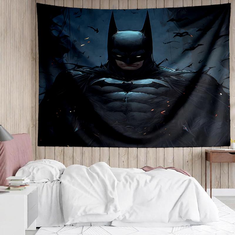 Batman Print Tapestry, Backdrop, Easy Setup, Ideal for Bedroom, Office & Living Room, with Aesthetic Wall Hanging Decor.