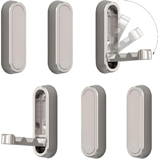 2PCS Folding Coat Hooks, Heavy Duty Wall Hooks Made of Zinc Alloy, Foldable Wall Hooks for Hanging Coats, Scarves, Hats, Bathrobes, Keys, Bags(Gold)
