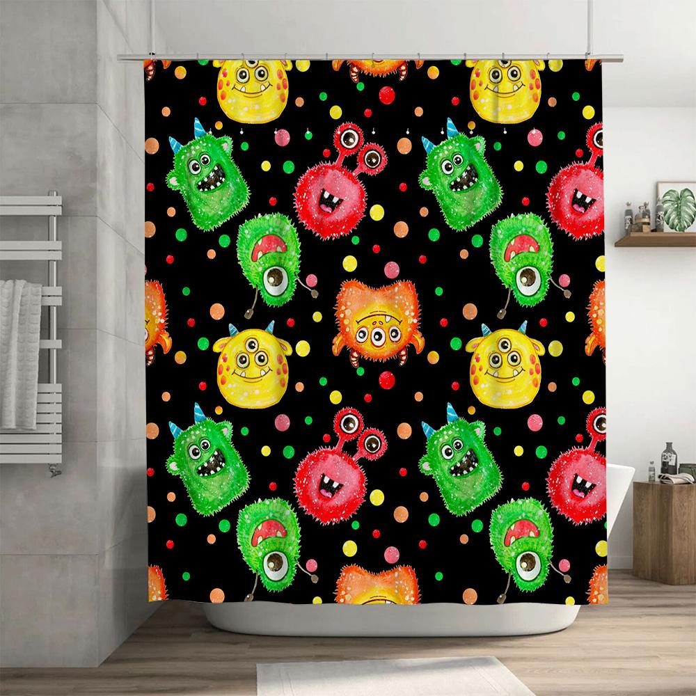 Bright Blue Flower Shower Curtain Decorative Bath Mat for Home Bathroom with Rod Pocket Shelves Set 72x84 inches, Green Floral P