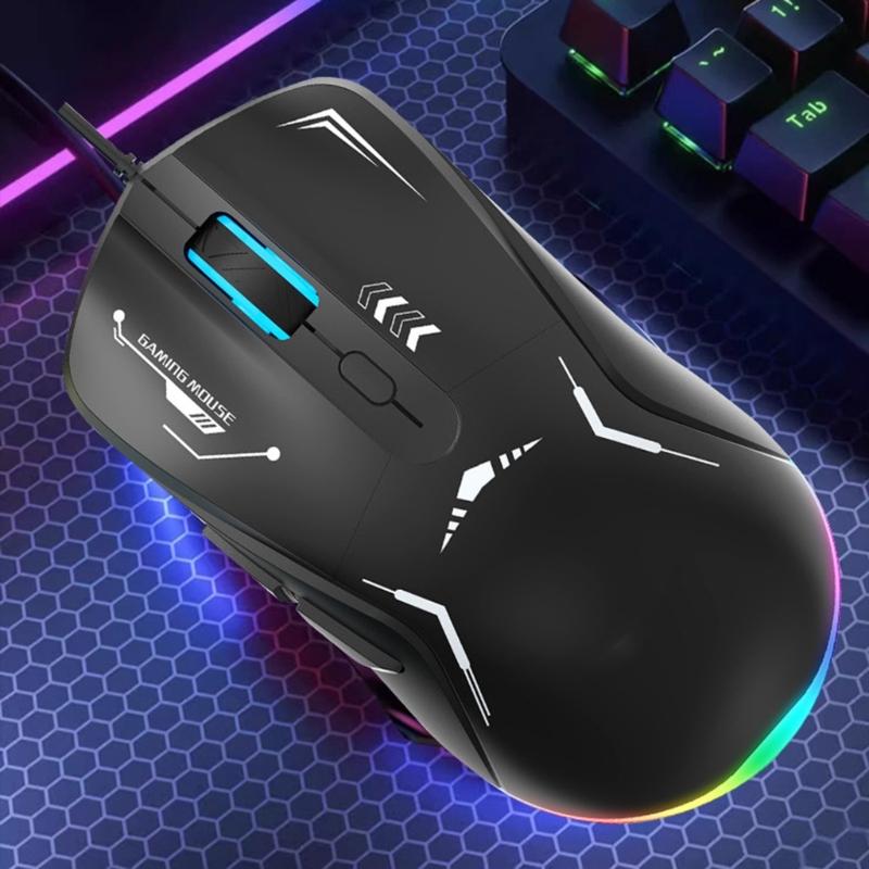 Corded Gaming Mouse LED Backlit Ergonomic Gamer Mouse 3200DPI Programmable Buttons Mouse Gamer for PC Gamers Accessories