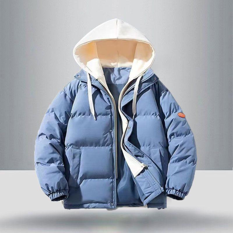 Autumn Winter Men's Plus Size Thickened Jacket Warm Loose Bread Clothing Short Hooded Casual Zip Outdoor Coat
