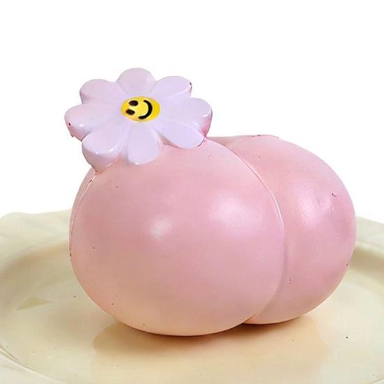 Slow-Rising Butt Peach Squeeze Toy with Smile Flower Soft PU Fidget