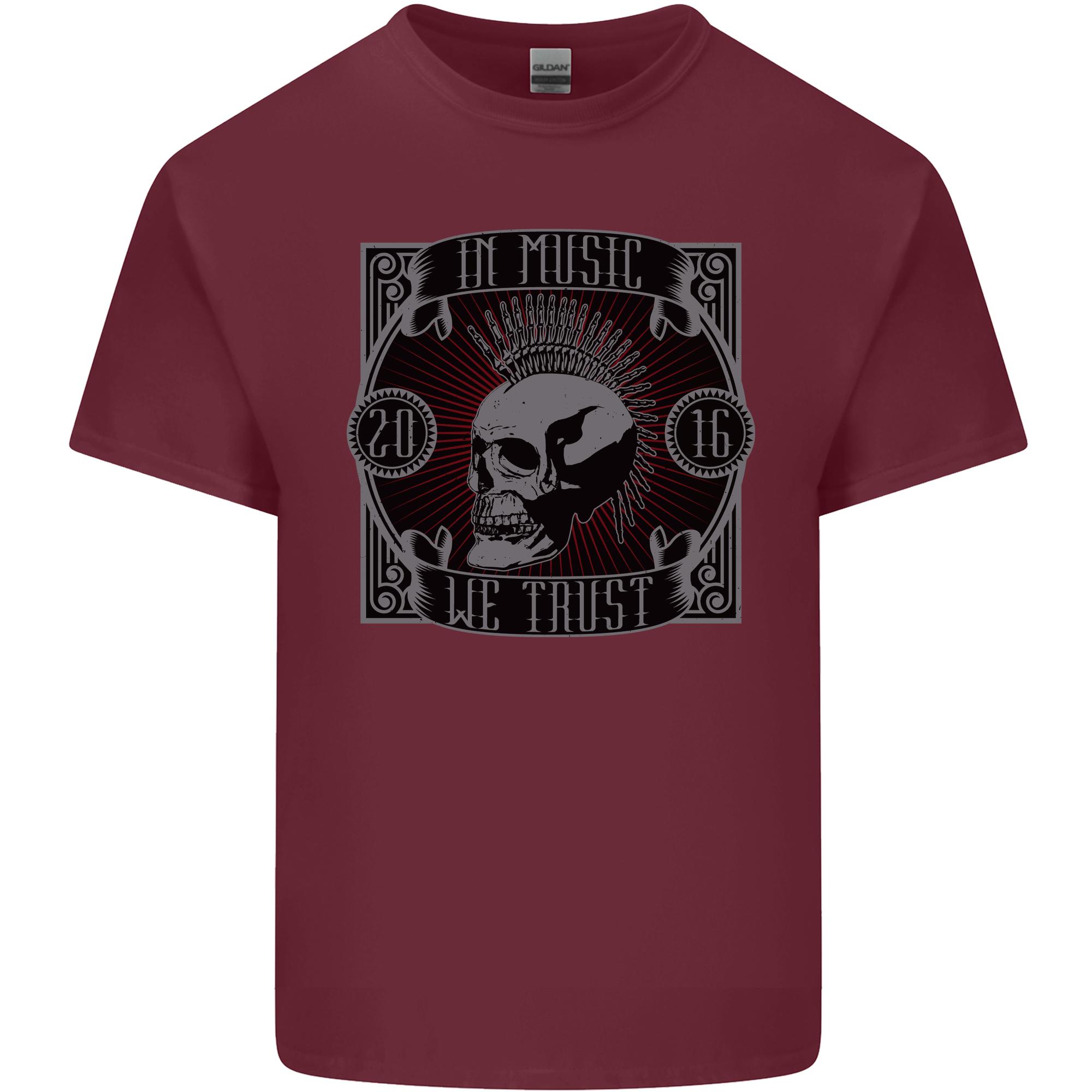 In Music We Trust Punk Rock Skull Unisexs Light Cotton TShirt S