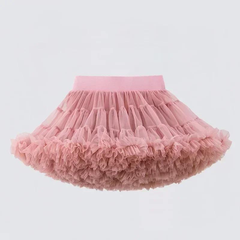 Lace Skirt Girls Fluffy Chiffon Pettiskirt Solid Colors Tutu Skirts Girl Dance Skirt Christmas Tulle Petticoat Tulle