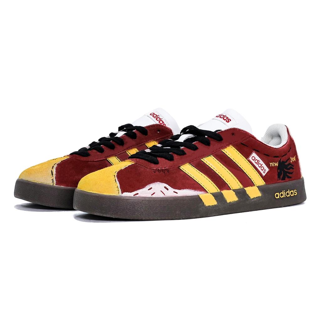 Adidas Vl Court Classic Cushioning, Wear Resistant Low top German Army Trainers Unisex Red Yellow HQ1802(Team910-)