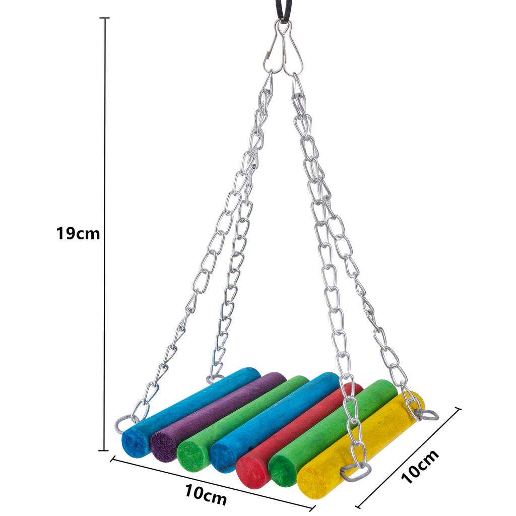 Bird Toys Set Swing Chewing Training Toys Small Parrot Hanging Hammock Parrot Cage Bell Perch Toys With Ladder Pet Supplies 1pc