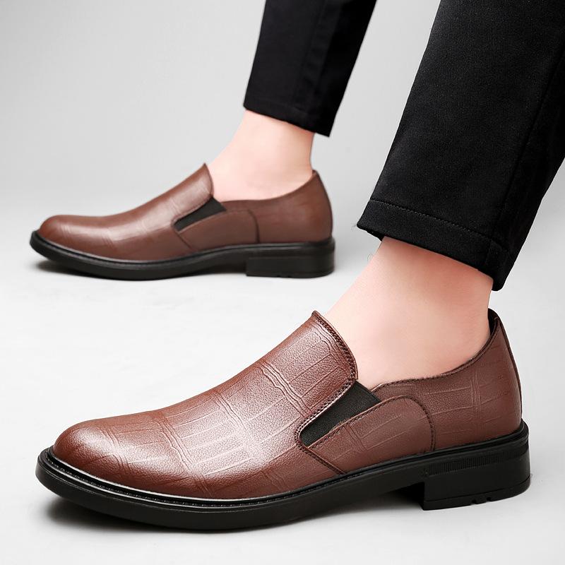 Men's shoes light mouth breathable business casual embossed crocodile pattern leather shoes low heel men