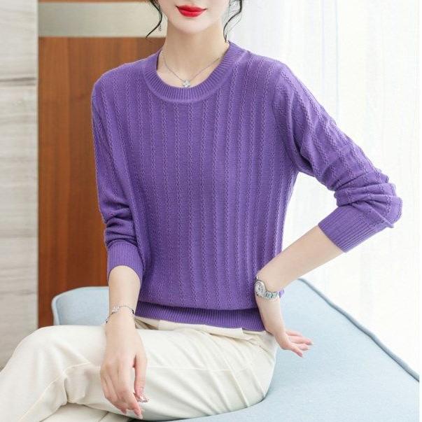 Fall Winter Women's Plus Size Sweater Short Crew Neck Knitwear Sweater Loose Pullover Knit Top Stretch Jumper