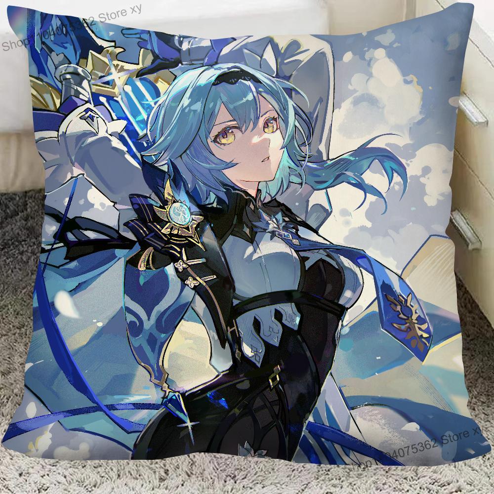 1Pc Game Anime Genshin Impact Eula Lawrence Pillow Case Square Pillow Cushion Cover Bedroom Sofa Room Decoration Casual