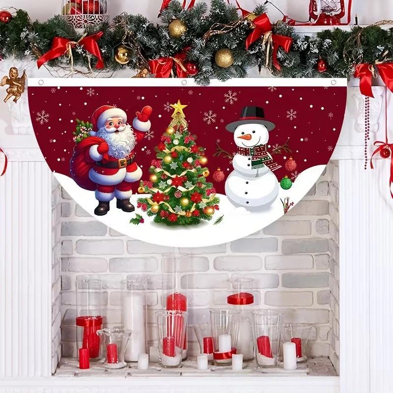 Christmas Outdoor Fan-Shaped Flag Banner Christmas Decor For Home 2026 Cristmas Drop Ornament Xmas Navidad Gift New Year 2027