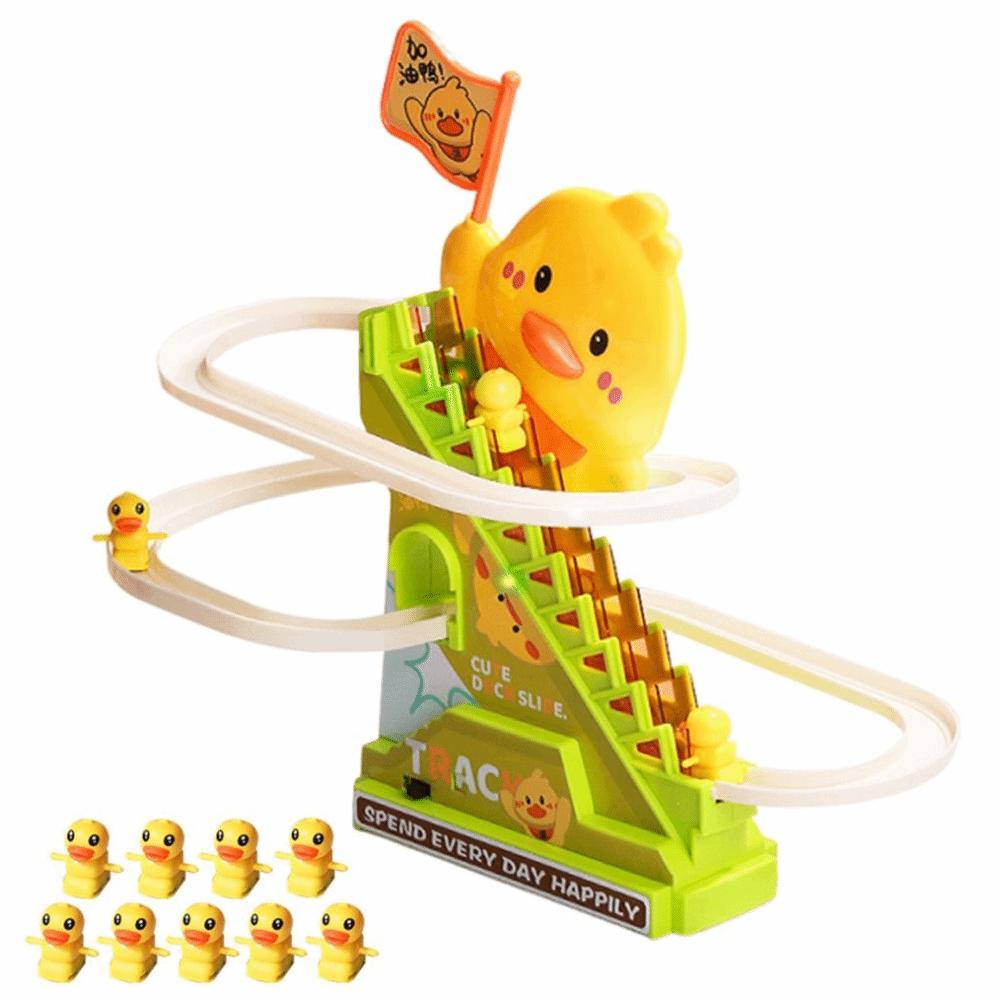Cartoon Electric Duck Track Toys Cute Interactive Escalator Toy Duck Roller Coaster Toy Children