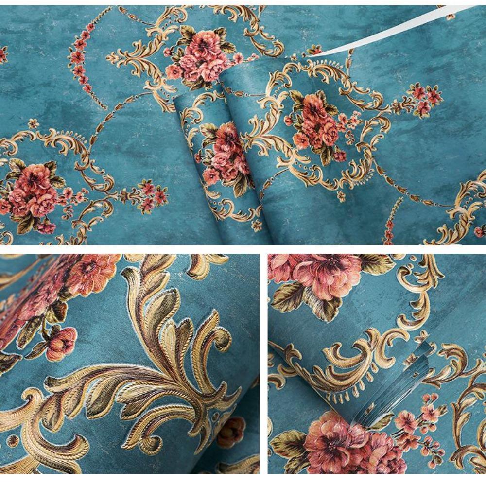 3D Pastoral Flower Non-woven Wallpaper Green European Style Bedroom Living Room Sofa TV Background Wallpaper Papel De Parede A&B