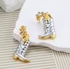 Spice Girl Western Style Gold and Silver Contrast Color Cowboy Boots Women's Earrings Pentagram Pendant Personality Exaggerated Earrings Tide