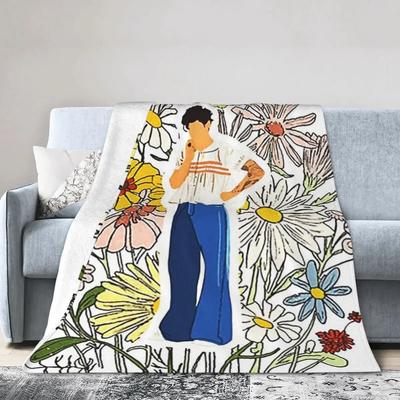 Harry-art-Decke mit Blumenmotiv, weich, warm, Flanell, Überwurf, Deckenbezug für Bett, Wohnzimmer, Picknick, Reisen, Zuhause, Couch