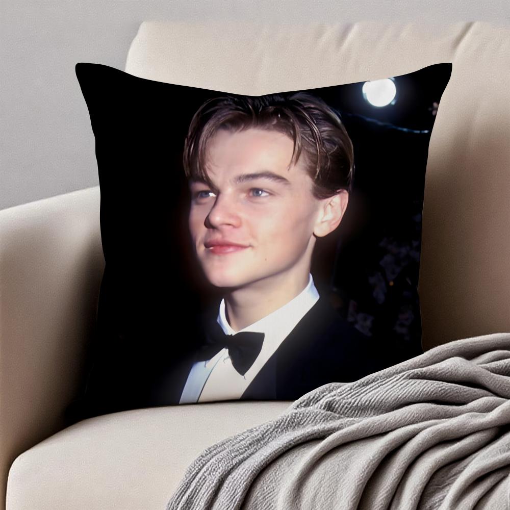 Handsome Actor lLeonardo DiCaprio Cushion Cover Pillowcase Antidustmite Invisible Zipper Short Plush Sofa Cushion