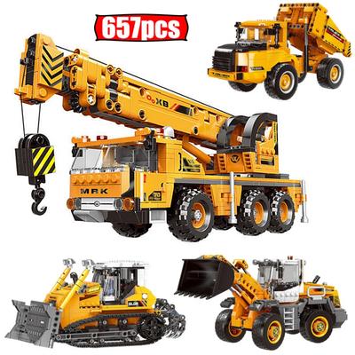 City Technical Building Blocks MOC WheelLoader Car Heavy Mining Truck Crane DIY Engineering Excavator Bricks Toy For Children
