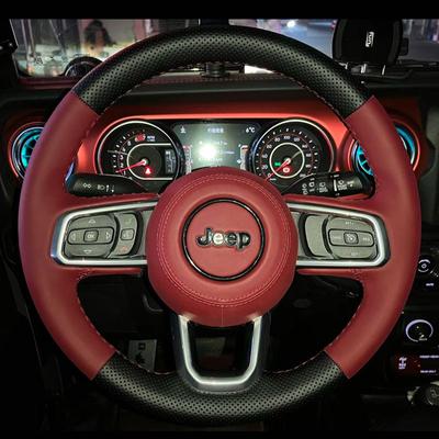 Hand-stitched  Leather Non-slip Car Steering Wheel Cover for Jeep Wrangler 2018- Auto Parts