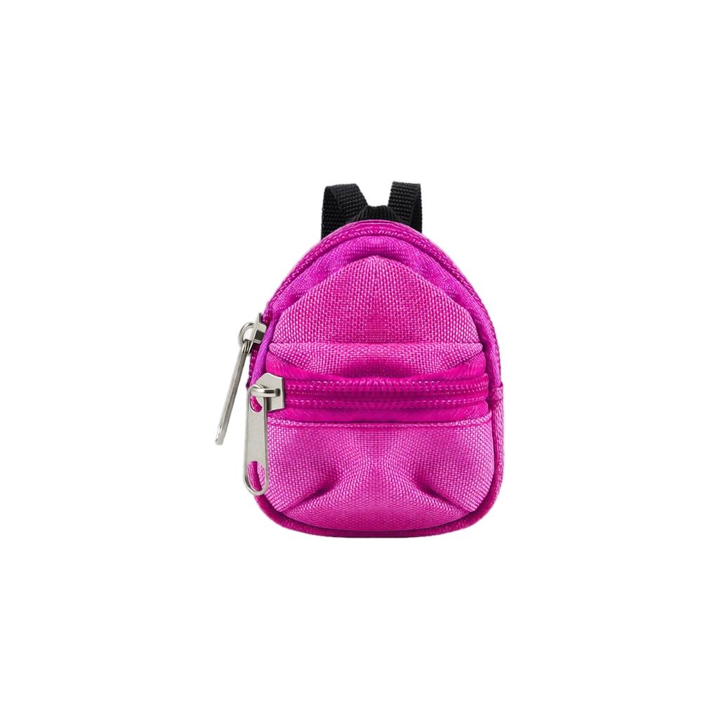 Mini Doll Backpack 8cm Fabric Double Layer Coin Purse Small School Bag Toy Accessory with Zipper Closure for Dolls
