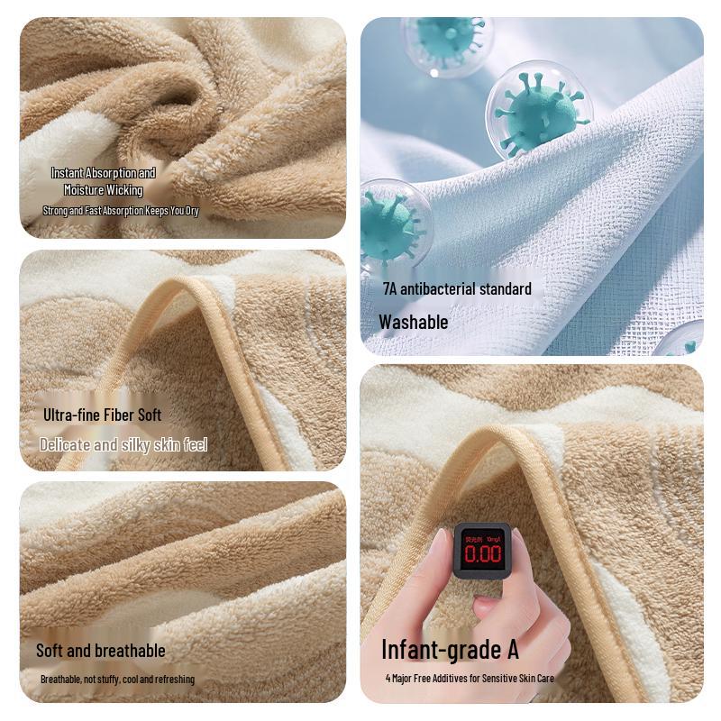 Coral Fleece Antibacterial Bath Towel - Highly Absorbent for Adults, Men, Women - Ideal for Face Washing, Hand Use, and Hair Drying
